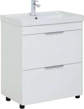 Aquanet Ирис new 70 напольная 2 ящ. белый глянец без раковины