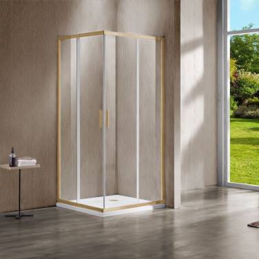 Vincea Garda VSS-1G9010CLG, 1000*900, брашированное золото, стекло прозрачное без поддона