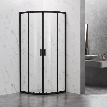 Veconi RV202B-90-01-C4 профиль черный стекло прозрачное без поддона