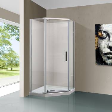 Vincea Stresa VSP-1S100CL, 1000x1000, хром, стекло прозрачное без поддона