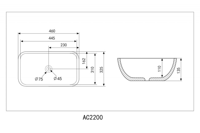 ABBER Rechteck AC2200MB черная матовая