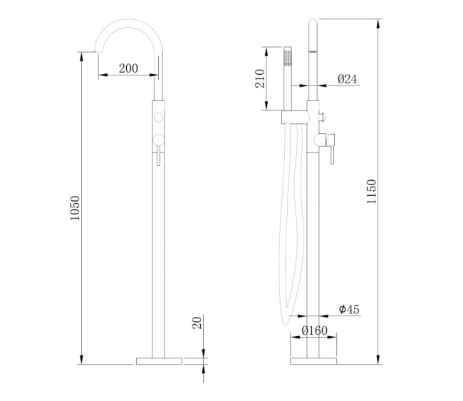 ABBER Wasser Kreis AF8115RG напольный для ванны, розовое золото
