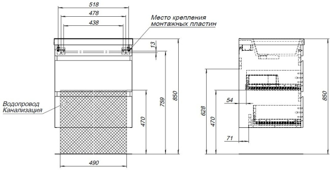 Aquanet Нота New 60 дуб веллингтон табак (00334191)