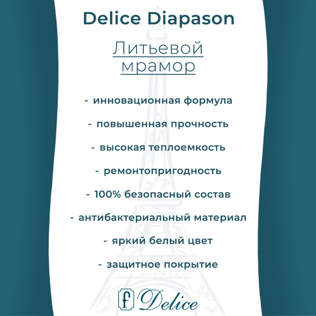 Delice Diapason 175х75 матовая с черными ручками (в комплекте только ванна, без ножек и слива-перелива)