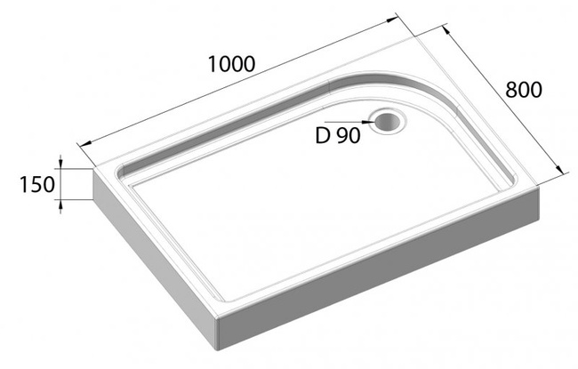 BelBagno TRAY-BB-AH-100/80-15-W-R (правый)