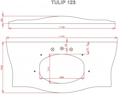 Cezares Tulip 120 см TULIPTOP123MARQ
