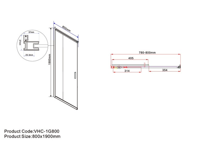 Vincea Garda VSS-1G8011CLB, 1100*800, черный, стекло прозрачное без поддона