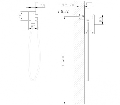 ABBER Daheim AF8226B с гигиеническим душем, черный матовый