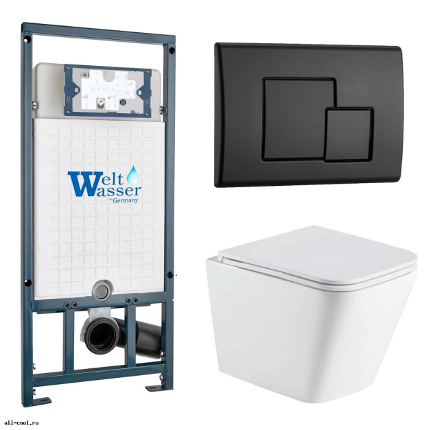 Унитаз с инсталляцией WeltWasser MARBERG 507 + GELBACH 043 GL-WT + MAR 507 SE MT-BL