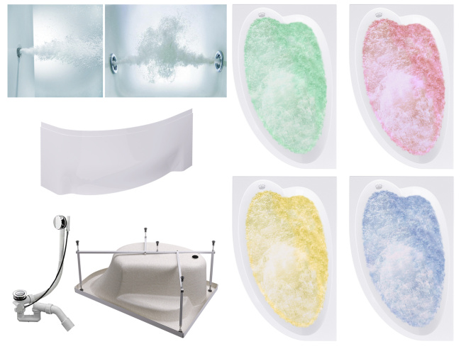 Timo IVA 160x100 L (в комплекте слив, фронтальная панель, каркас, боковой гидромассаж, гидромассаж спины, хромотерапия)