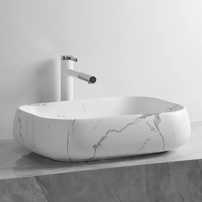 Ceruttispa CR0086 MMW2 накладная, мрамор матовый белый, прямоугольная 565х400х145